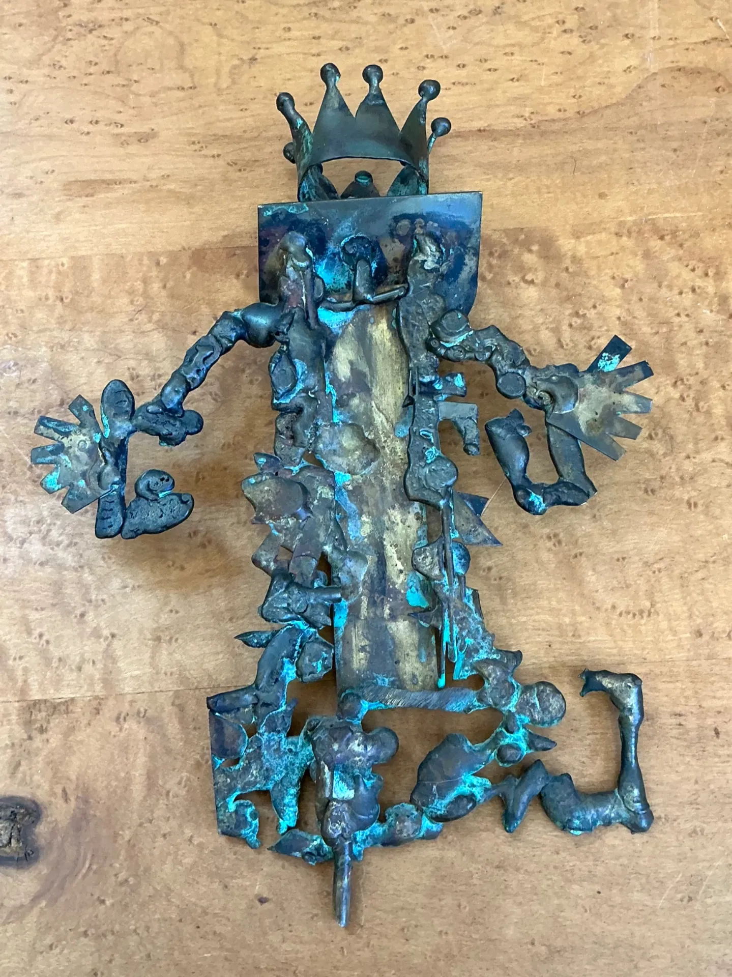 Vintage Patinated Metal King Sculpture — additional photo 1