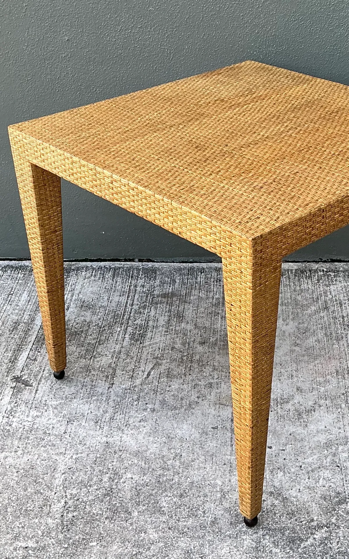 Vintage Baker Milling Road Rattan Square Game Table