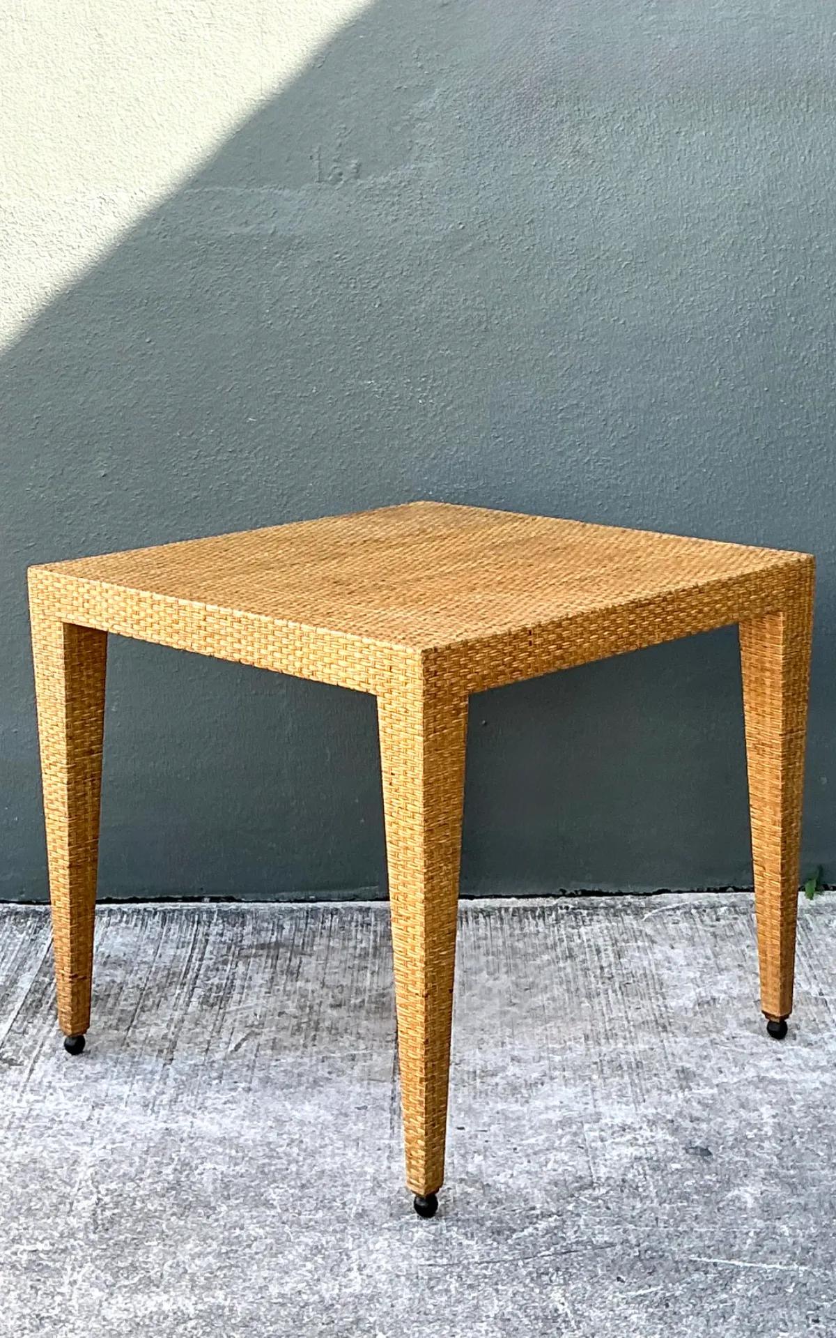 Vintage Baker Milling Road Rattan Square Game Table — additional photo 5