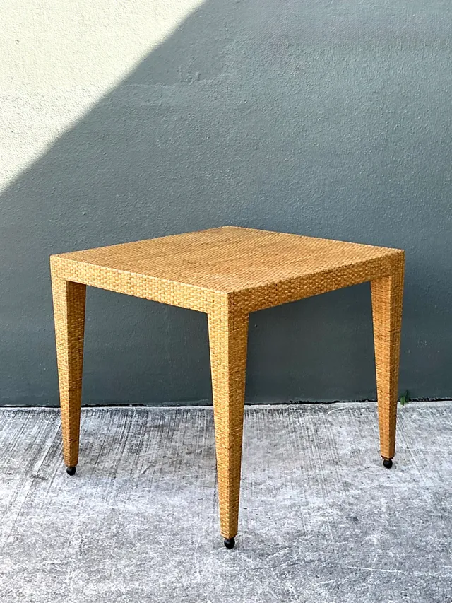 Vintage Baker Milling Road Rattan Square Game Table — additional photo 5