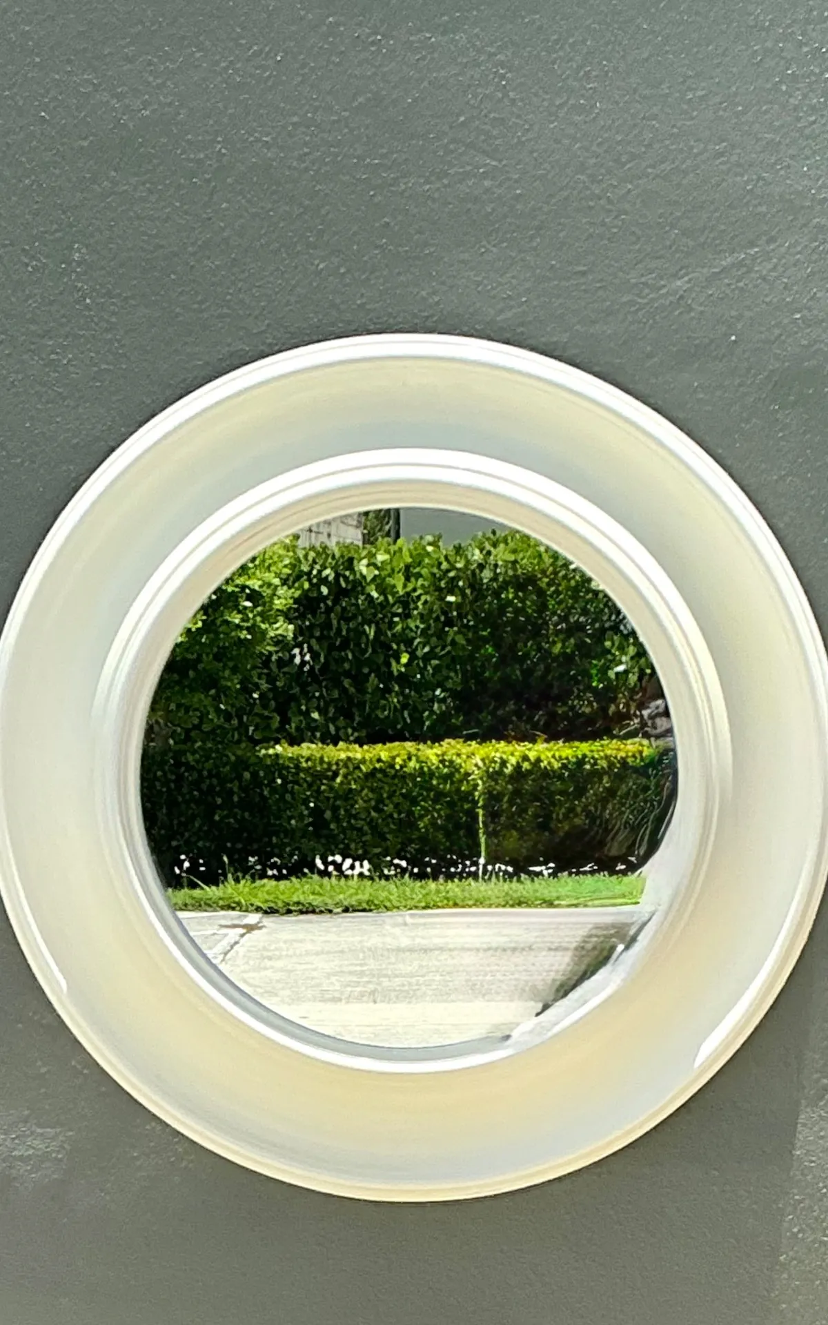 Vintage Round White Wall Mirror - Top view