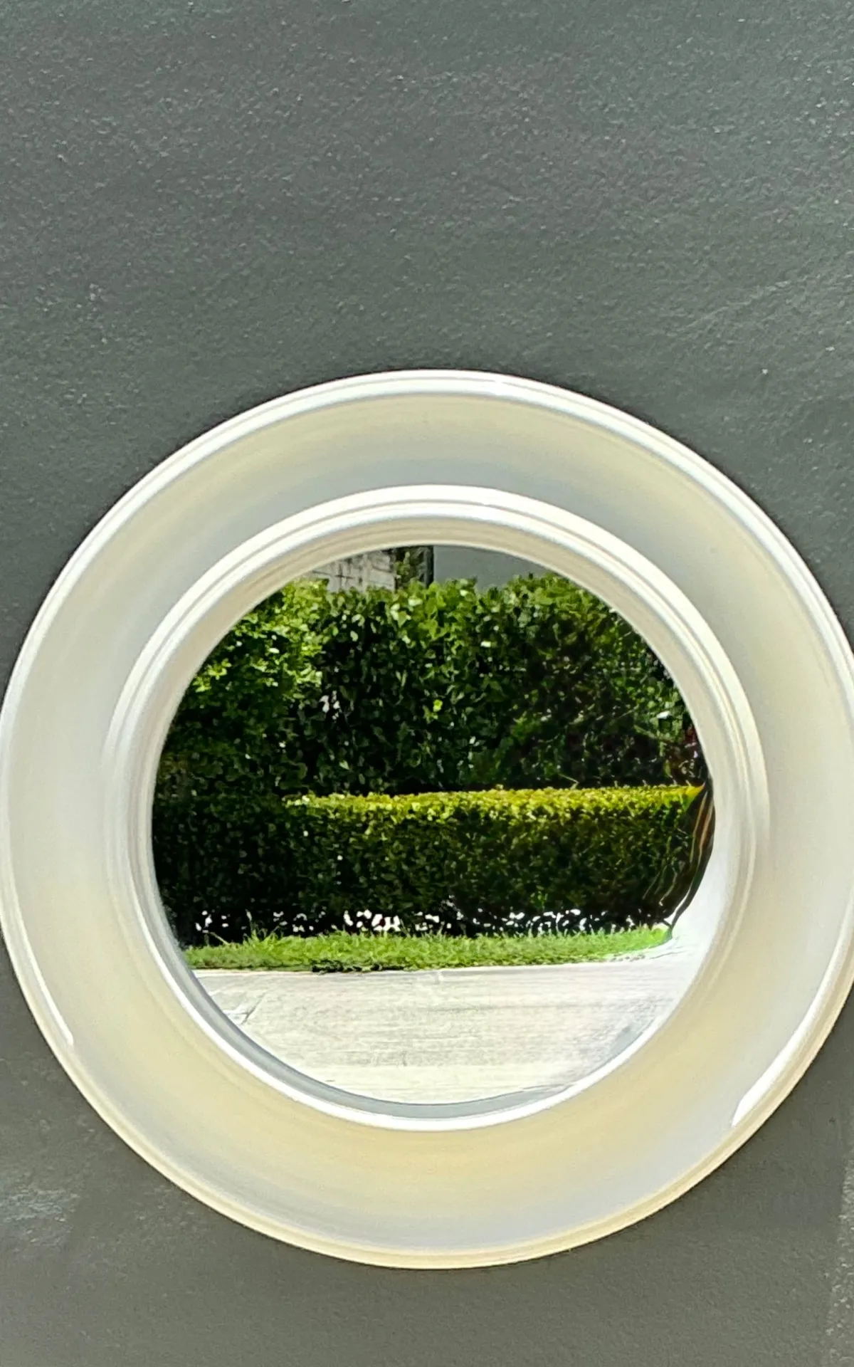 Vintage Round White Wall Mirror - Close-up view
