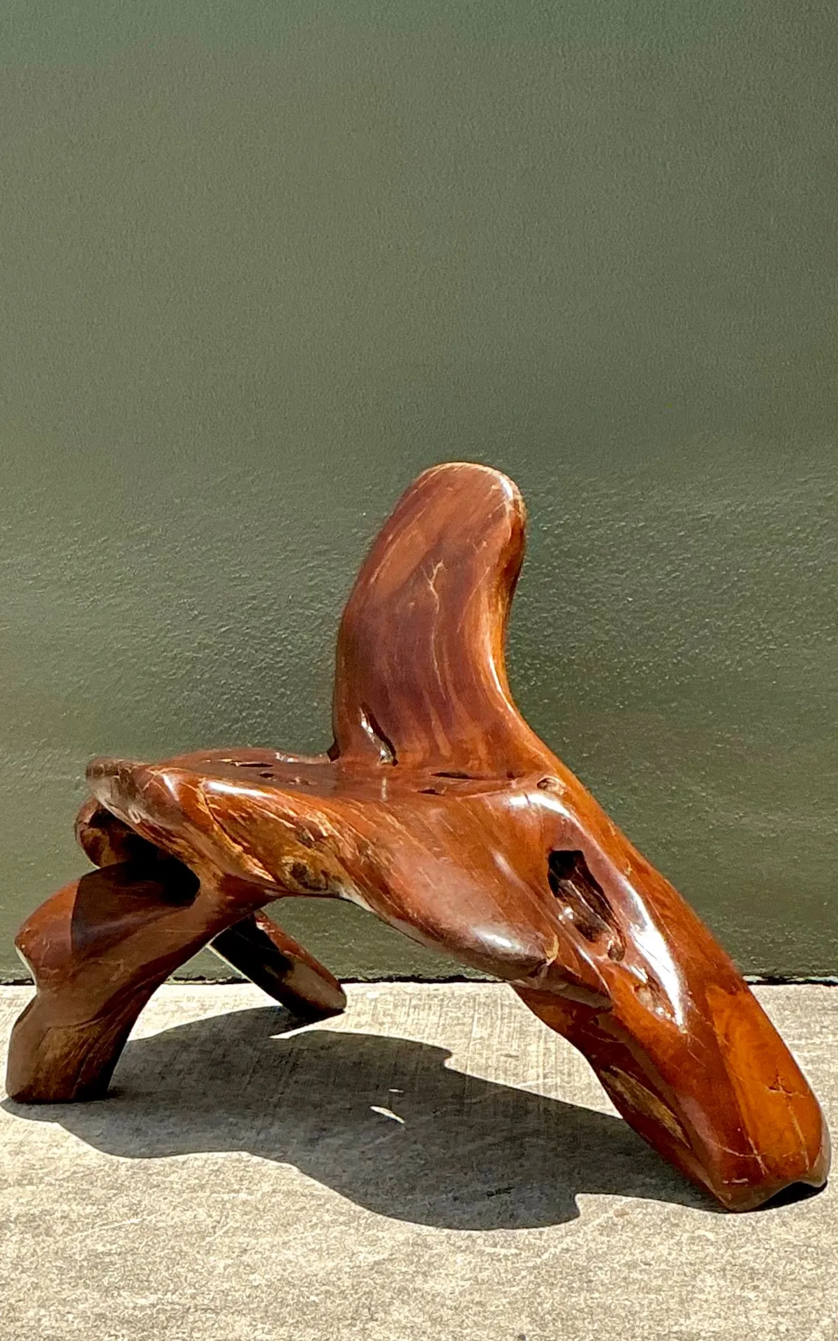 Vintage Organic Form Wood Accent Chair - Back view