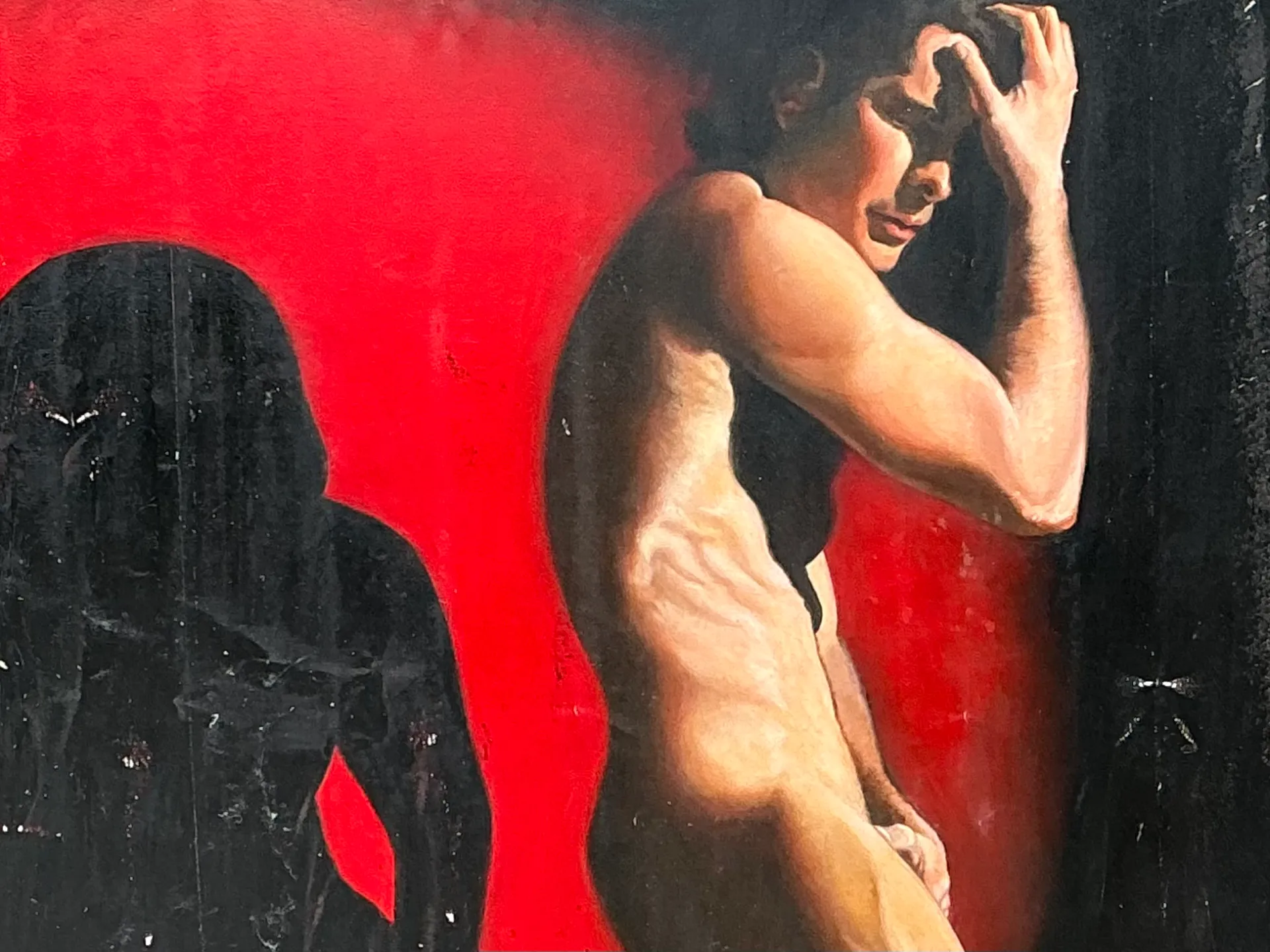 Vintage Monumental Figurative Oil Portrait on Canvas — additional photo 3