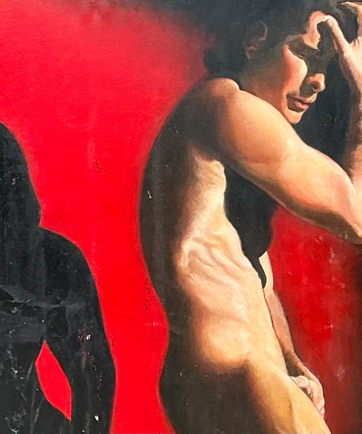 Vintage Monumental Figurative Oil Portrait on Canvas — additional photo 3
