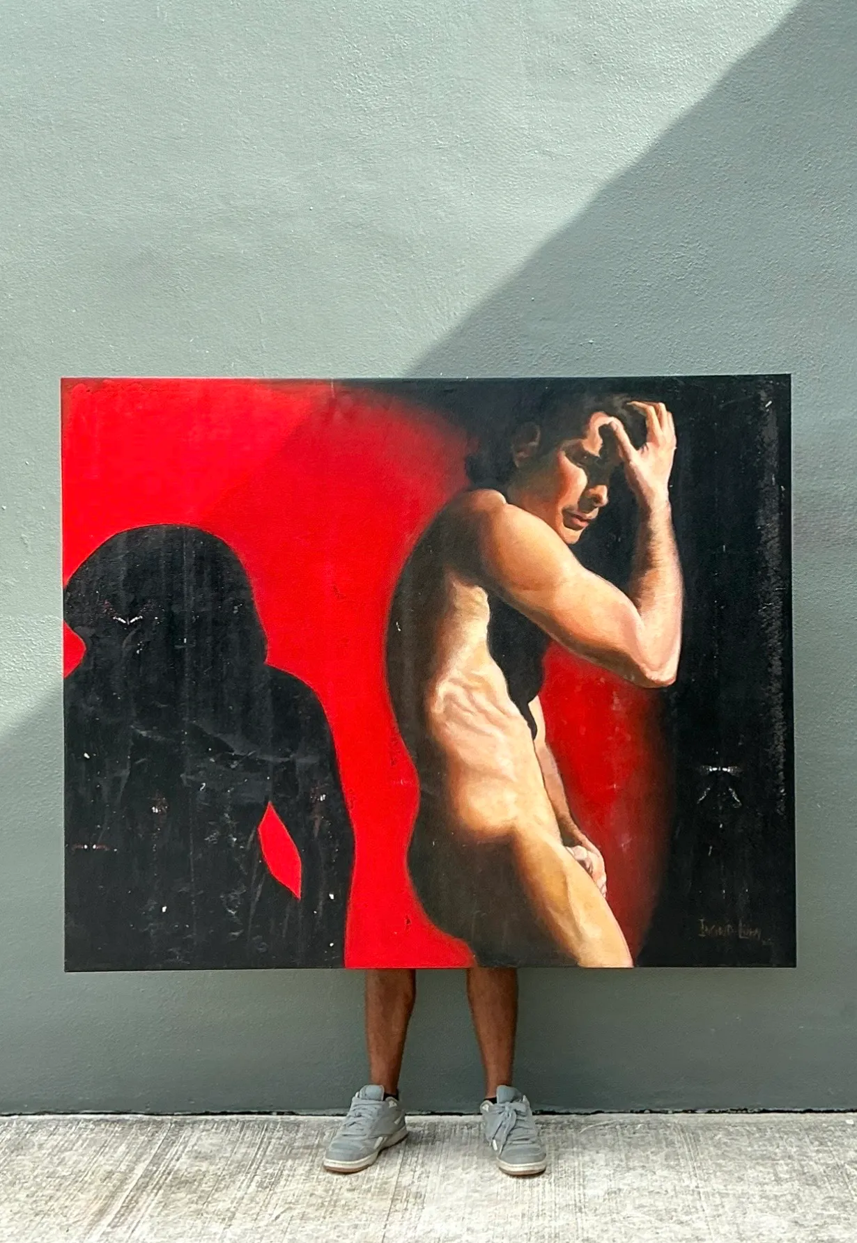 Vintage Monumental Figurative Oil Portrait on Canvas — additional photo 7