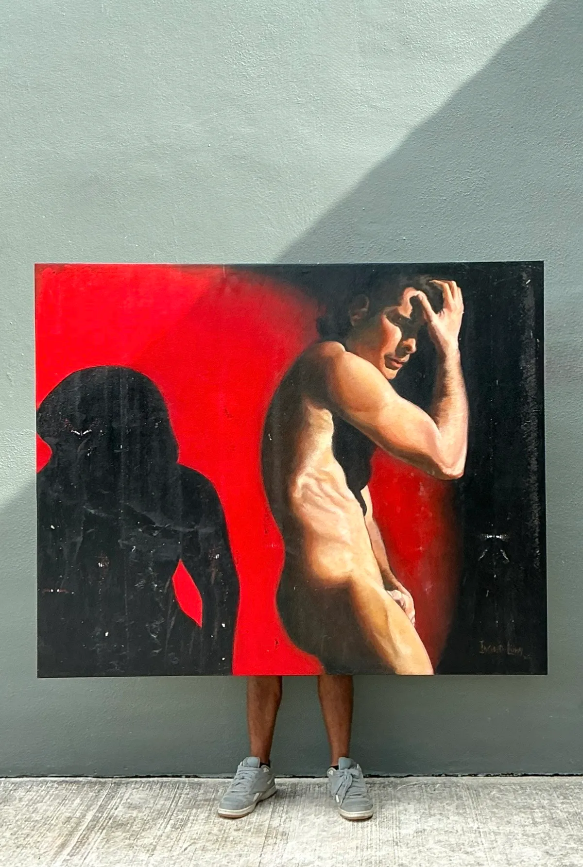 Vintage Monumental Figurative Oil Portrait on Canvas — additional photo 7