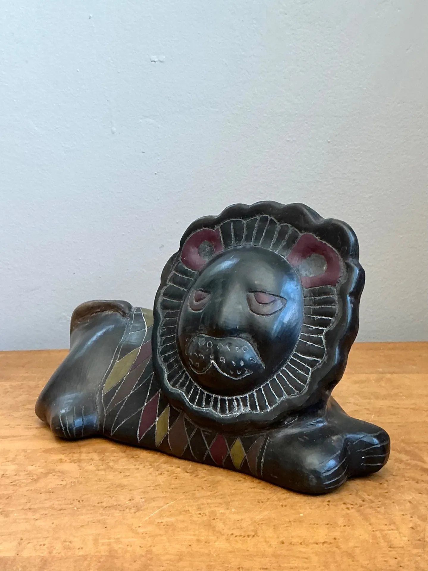 Vintage Handcrafted Ceramic Lion Sculpture — additional photo 2
