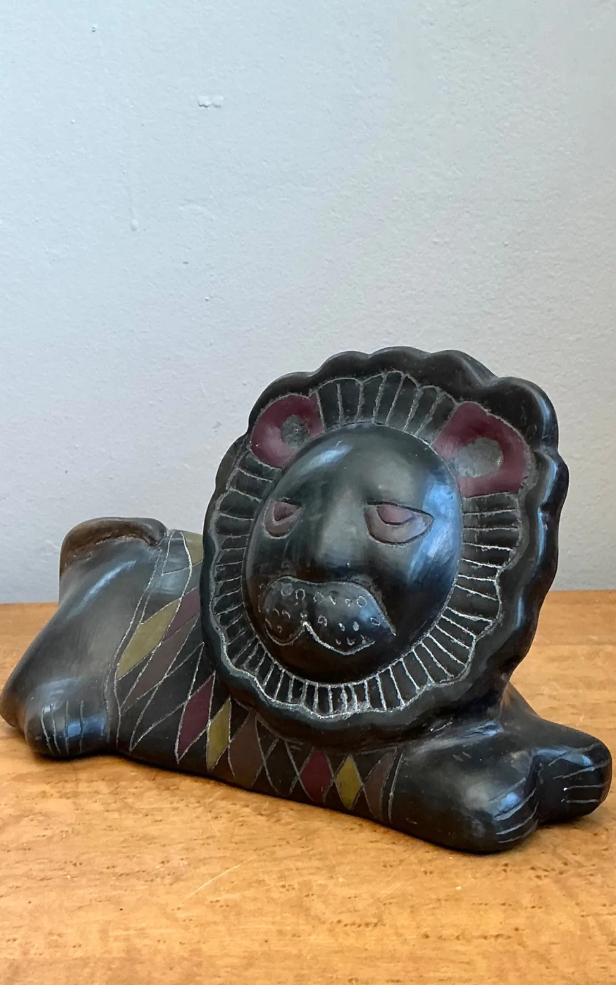Vintage Handcrafted Ceramic Lion Sculpture — additional photo 2