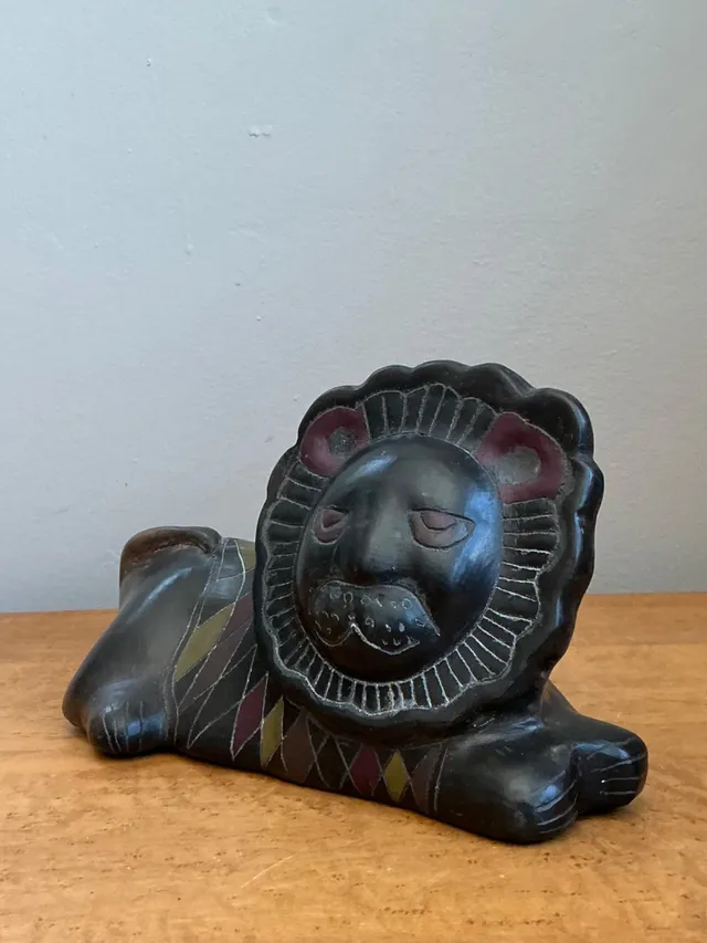 Vintage Handcrafted Ceramic Lion Sculpture — additional photo 1