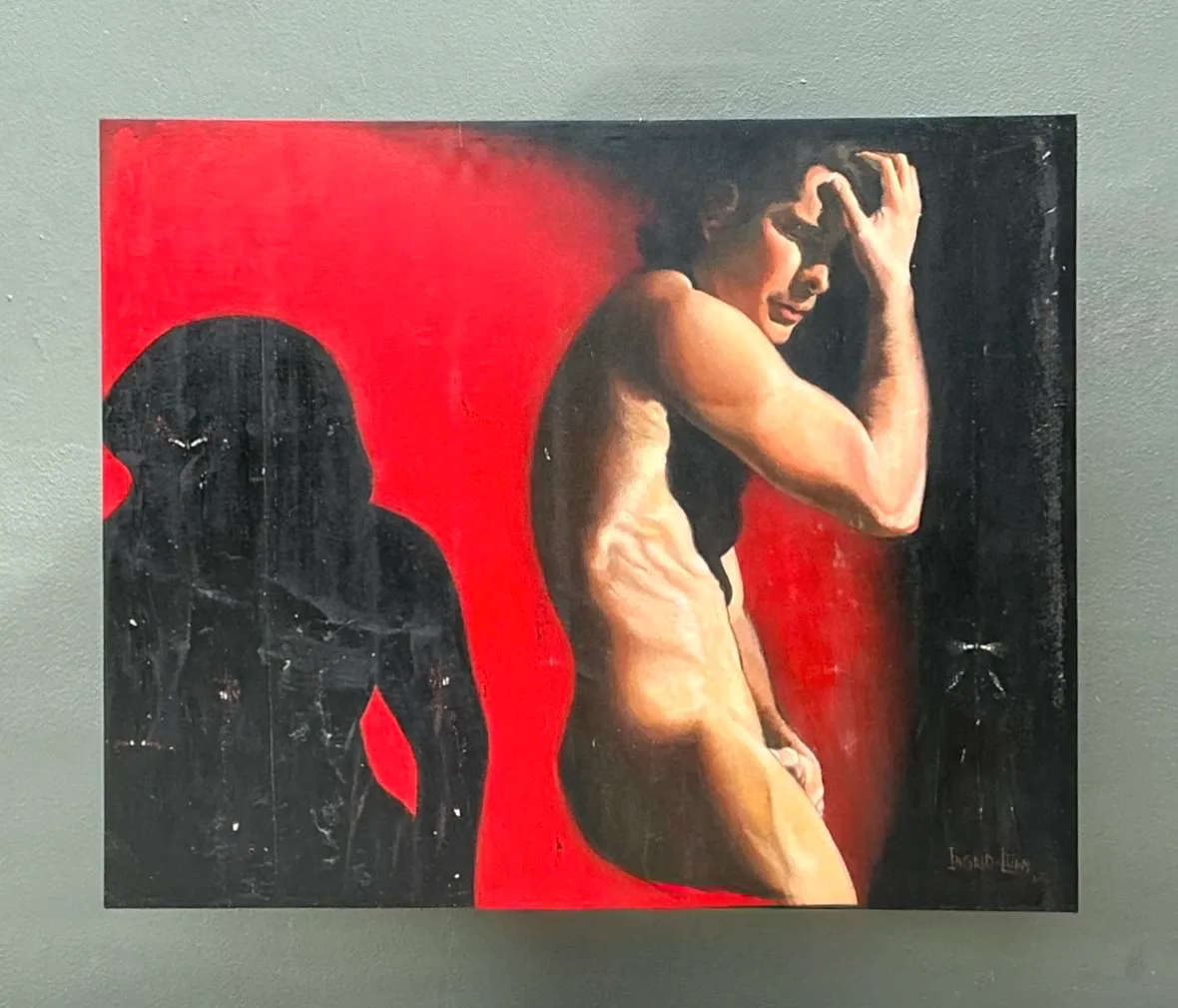 Vintage Monumental Figurative Oil Portrait on Canvas — additional photo 2