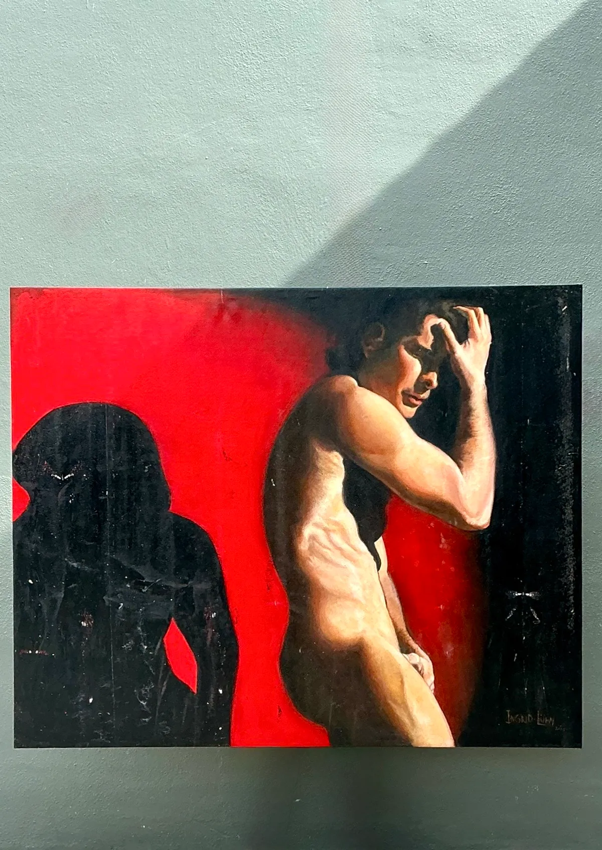 Vintage Monumental Figurative Oil Portrait on Canvas — additional photo 4