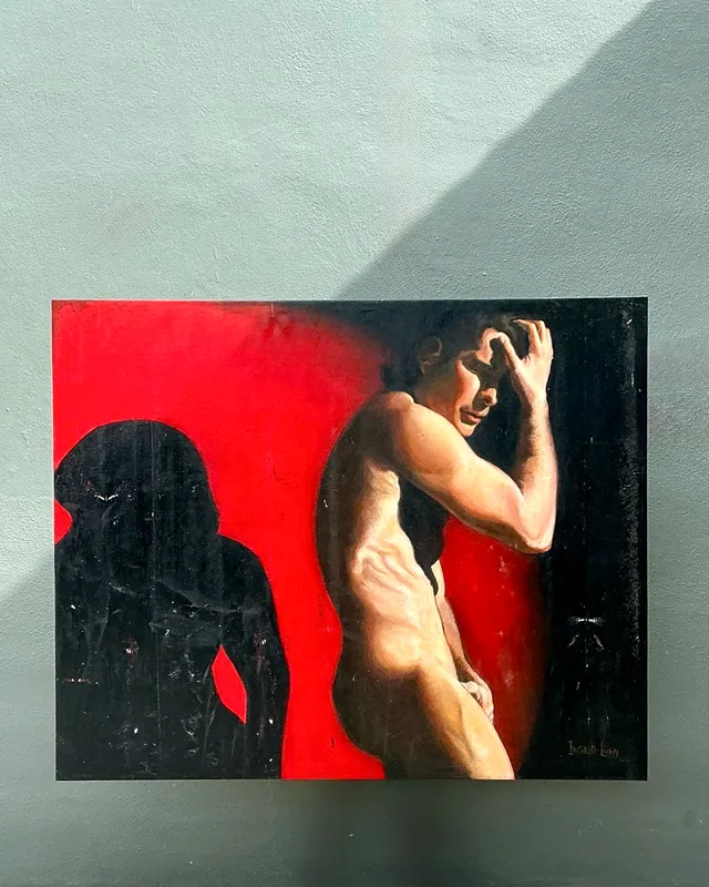 Vintage Monumental Figurative Oil Portrait on Canvas — additional photo 4