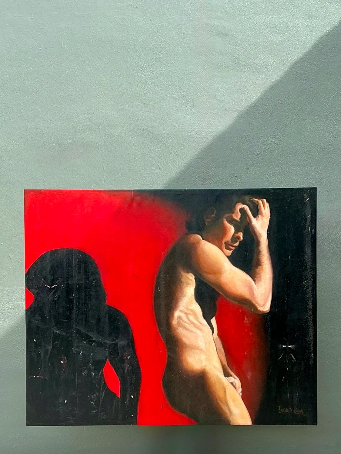 Vintage Monumental Figurative Oil Portrait on Canvas — additional photo 6