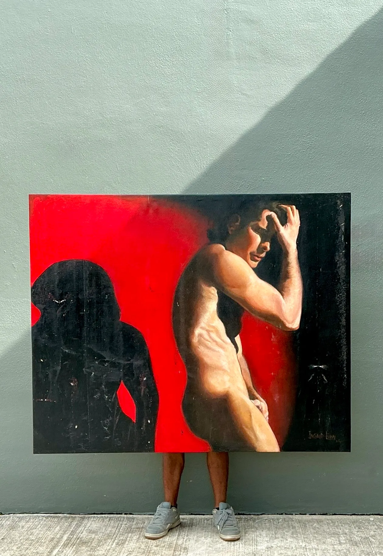 Vintage Monumental Figurative Oil Portrait on Canvas — additional photo 8