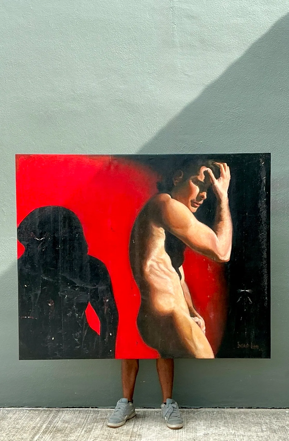 Vintage Monumental Figurative Oil Portrait on Canvas — additional photo 8
