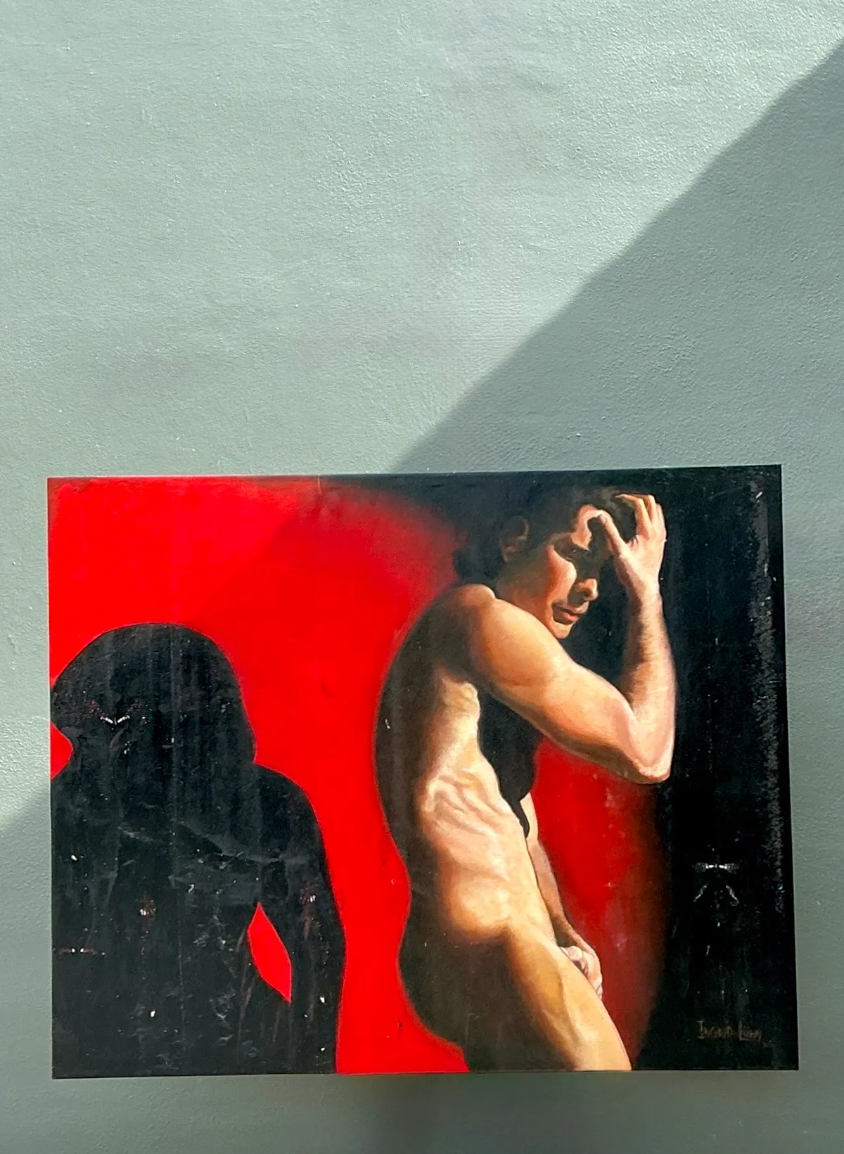 Vintage Monumental Figurative Oil Portrait on Canvas