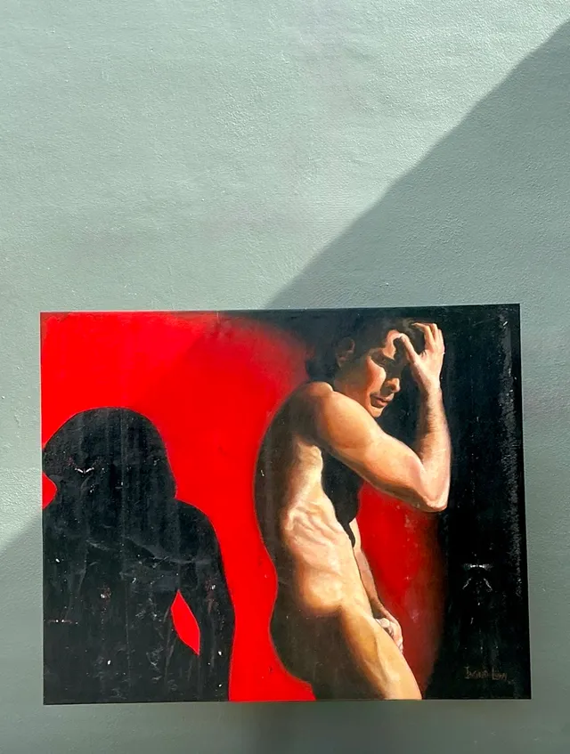 Vintage Monumental Figurative Oil Portrait on Canvas — additional photo 1