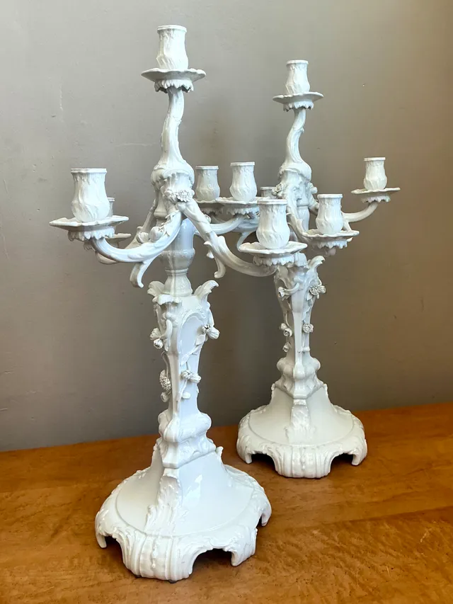 Vintage KPM Berlin Blanc De Chine White Porcelain Candelabras - Pair — additional photo 6