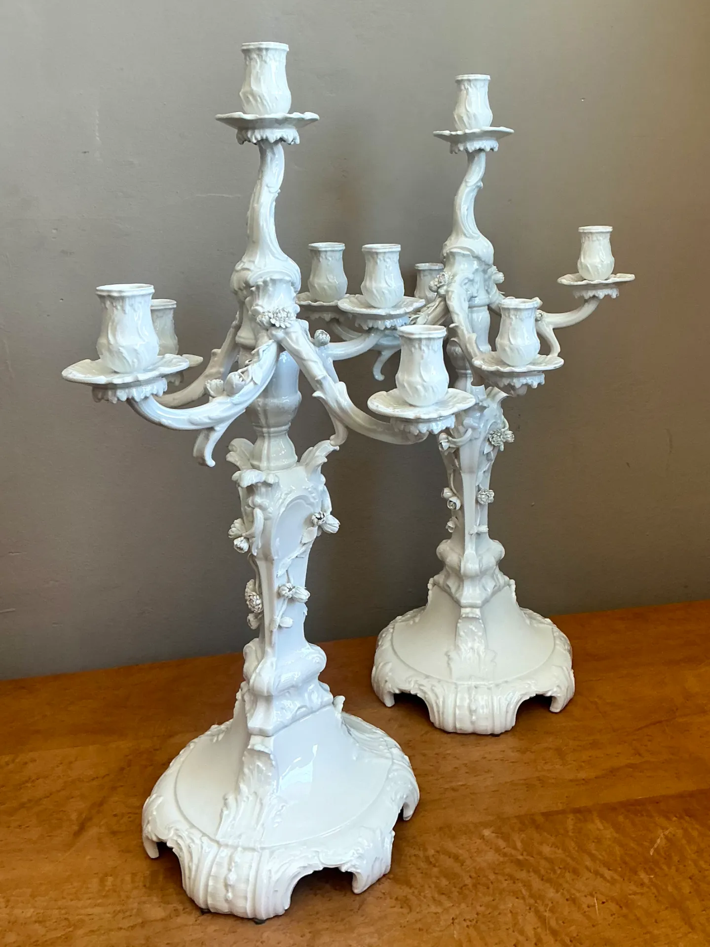 Vintage KPM Berlin Blanc De Chine White Porcelain Candelabras - Pair — additional photo 1