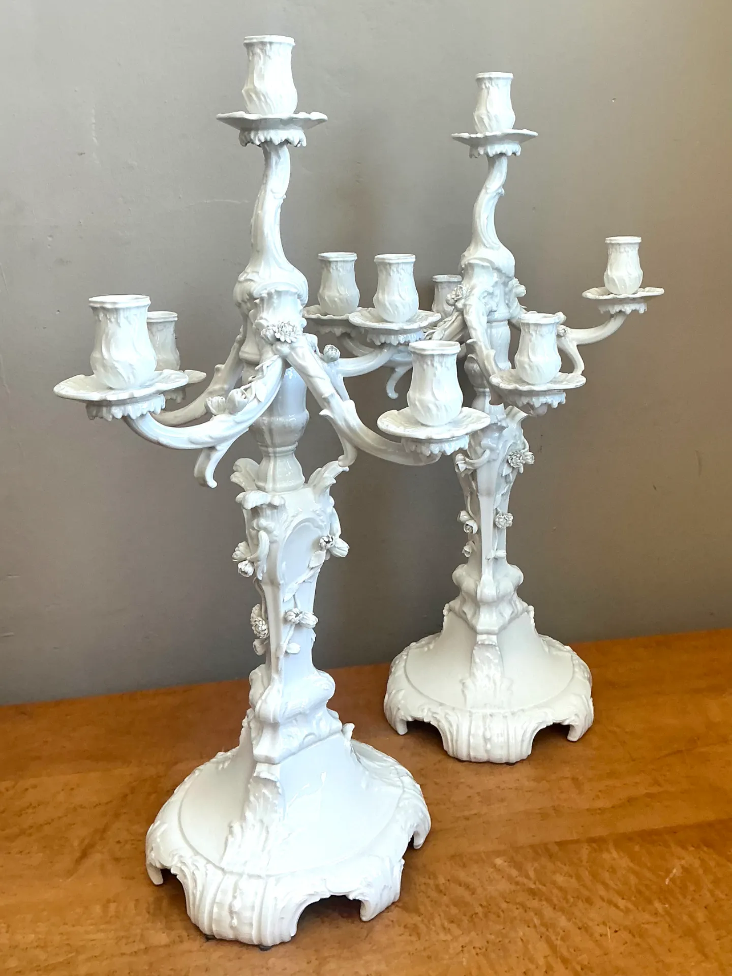 Vintage KPM Berlin Blanc De Chine White Porcelain Candelabras - Pair — additional photo 3