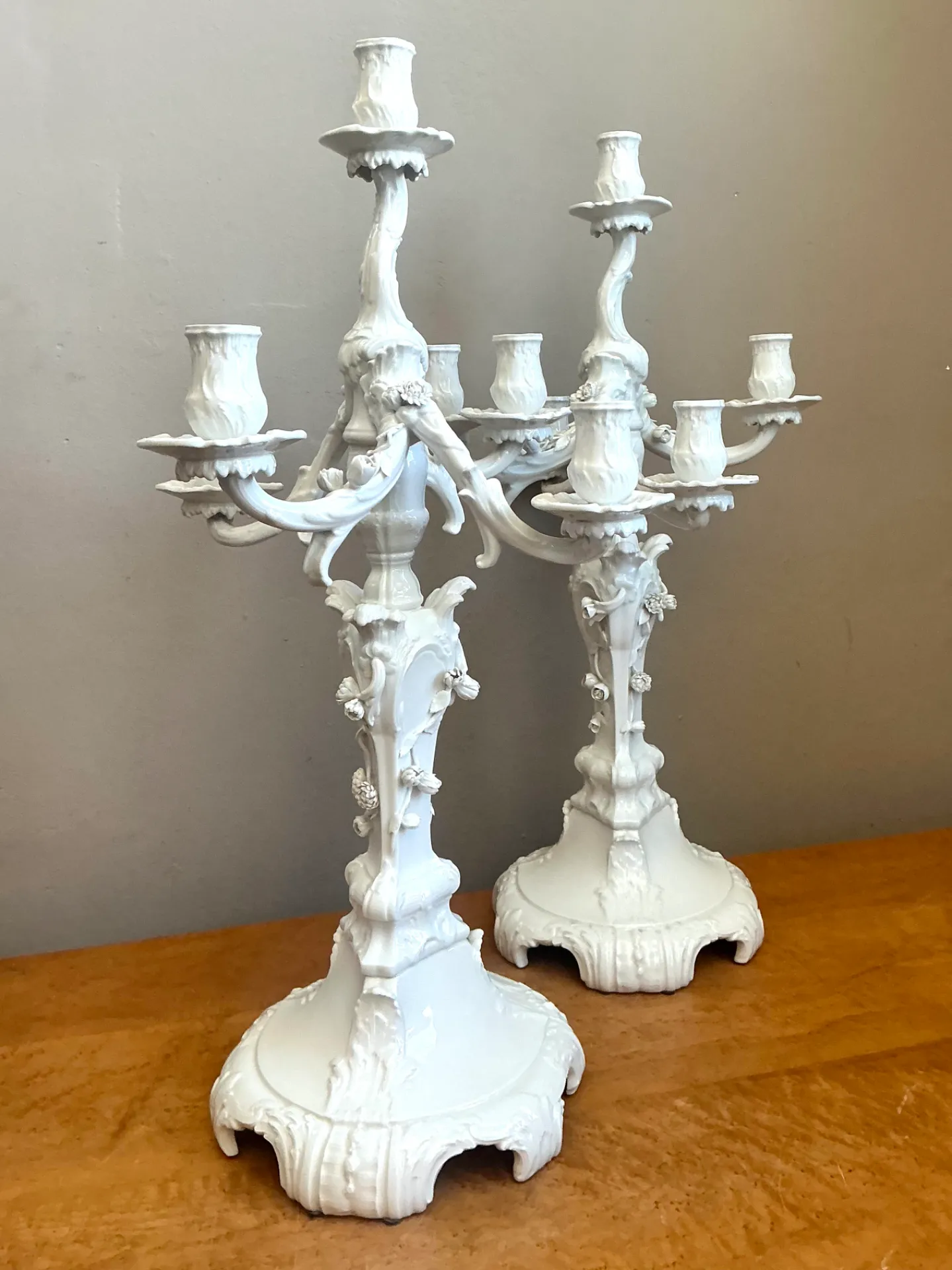 Vintage KPM Berlin Blanc De Chine White Porcelain Candelabras - Pair — additional photo 5