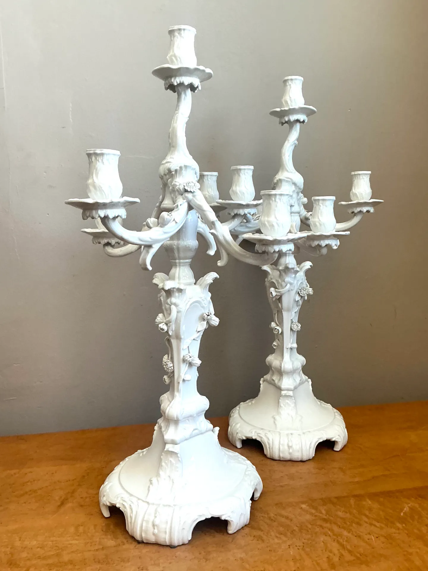 Vintage KPM Berlin Blanc De Chine White Porcelain Candelabras - Pair — additional photo 7