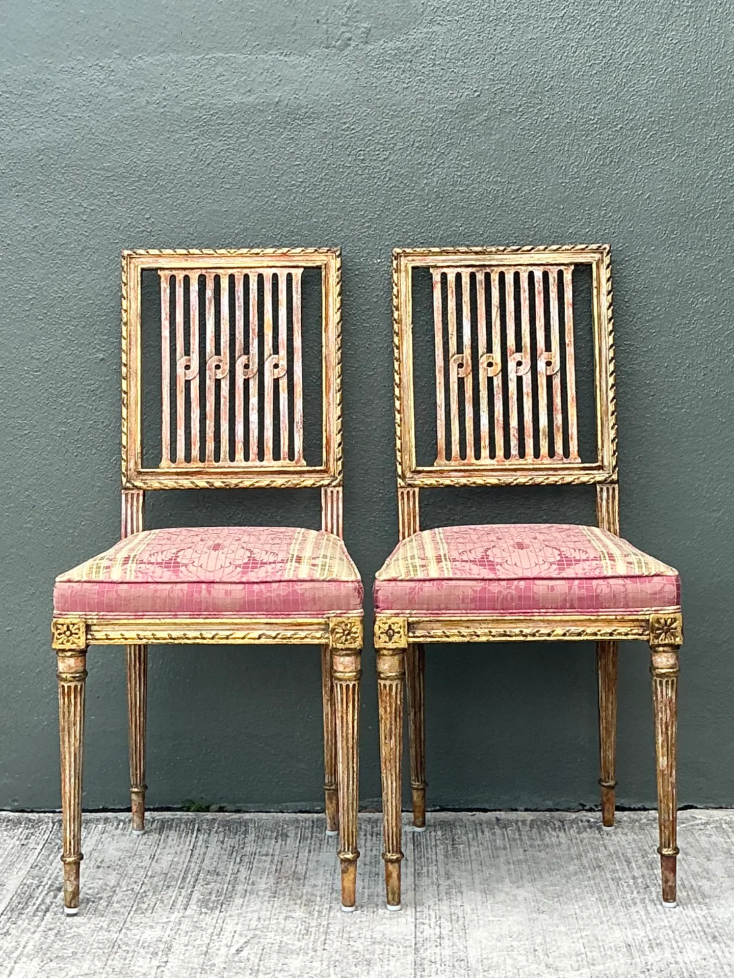 Vintage Swedish Chippendale Gilt Wood Side Chairs - Pair — additional photo 1