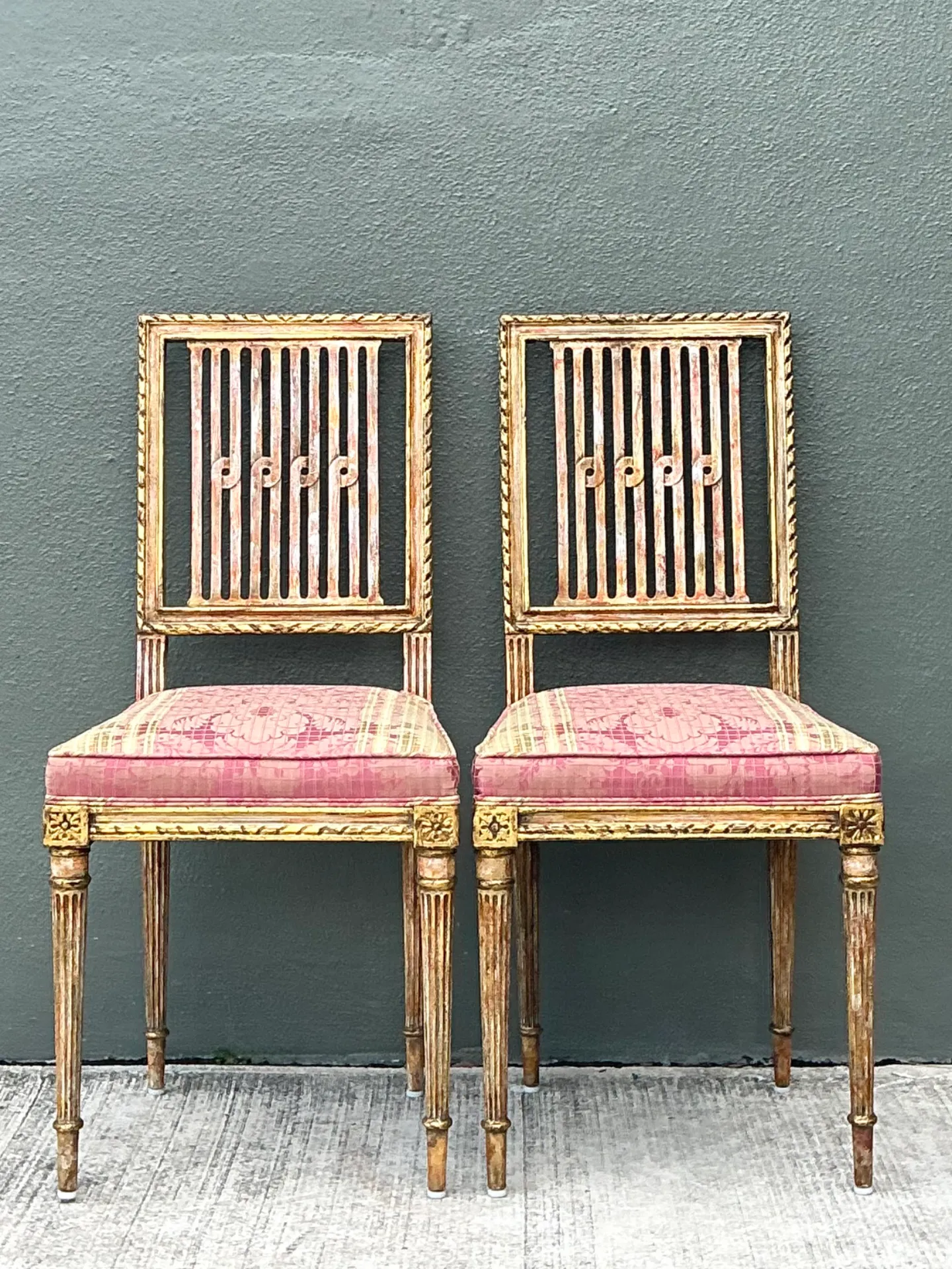 Vintage Swedish Chippendale Gilt Wood Side Chairs - Pair — additional photo 4