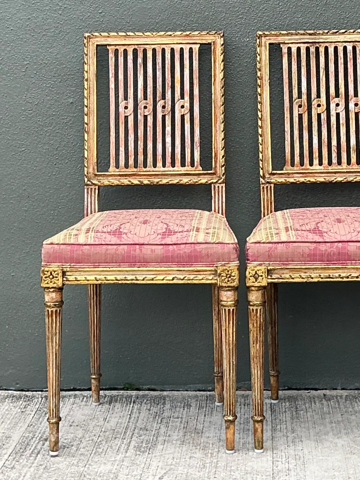 Vintage Swedish Chippendale Gilt Wood Side Chairs - Pair — additional photo 3
