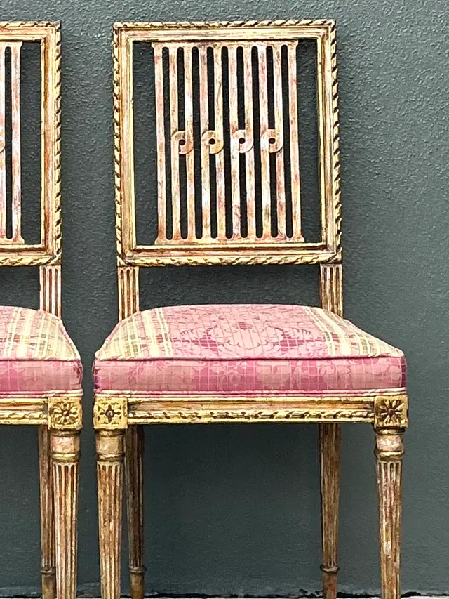 Vintage Swedish Chippendale Gilt Wood Side Chairs - Pair — additional photo 7