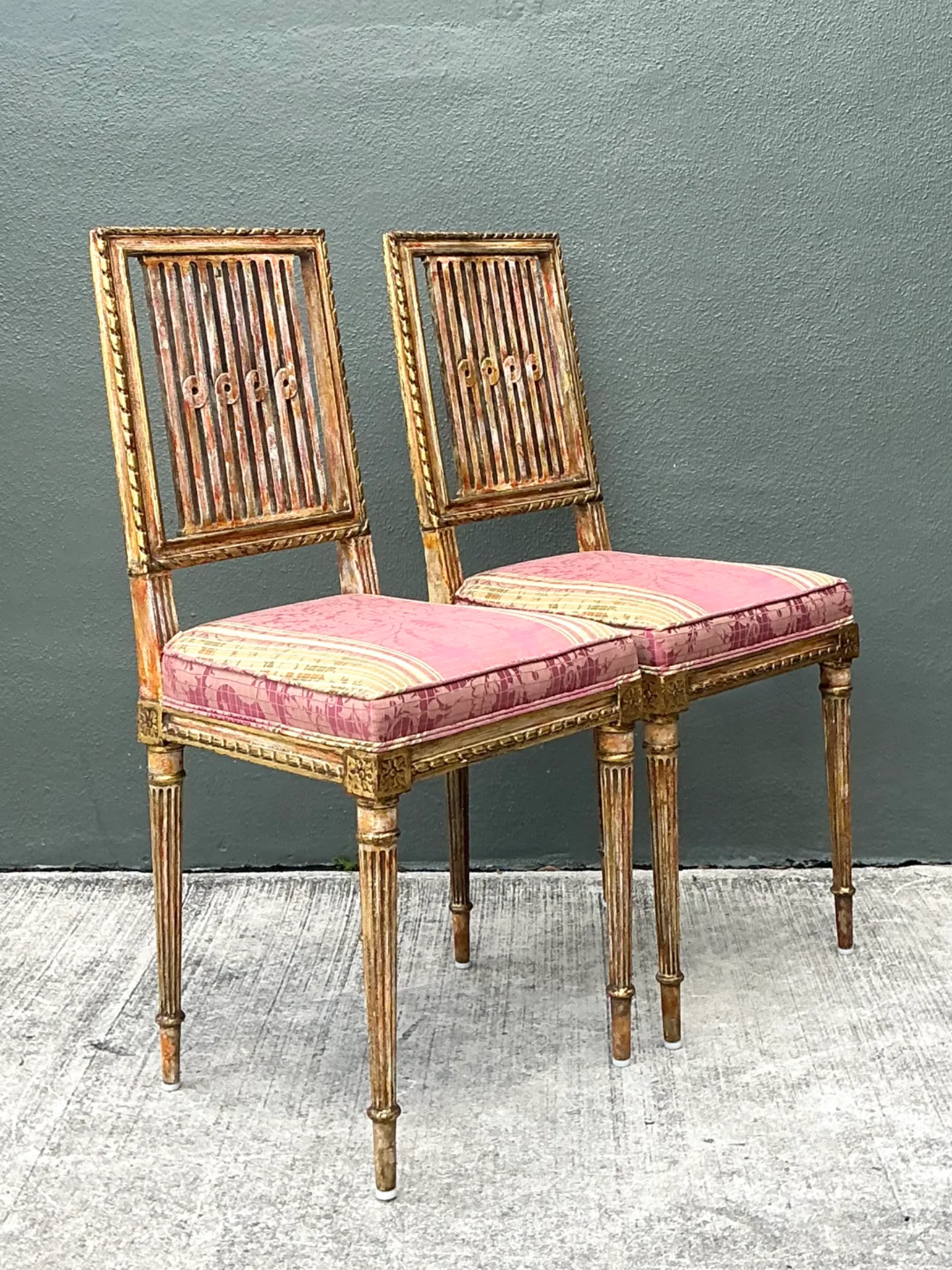 Vintage Swedish Chippendale Gilt Wood Side Chairs - Pair — additional photo 6