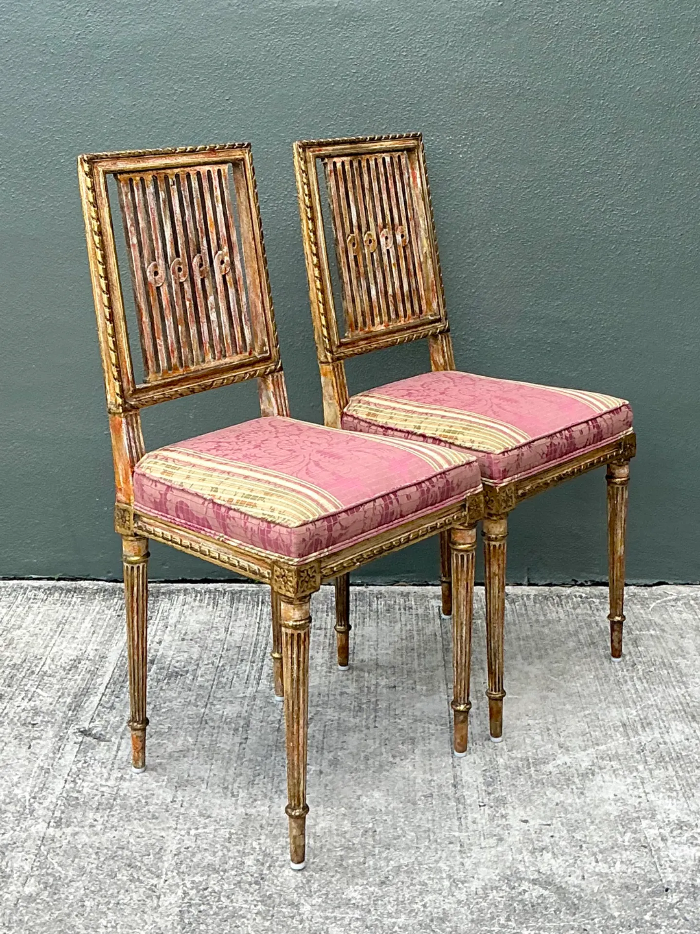Vintage Swedish Chippendale Gilt Wood Side Chairs - Pair — additional photo 2