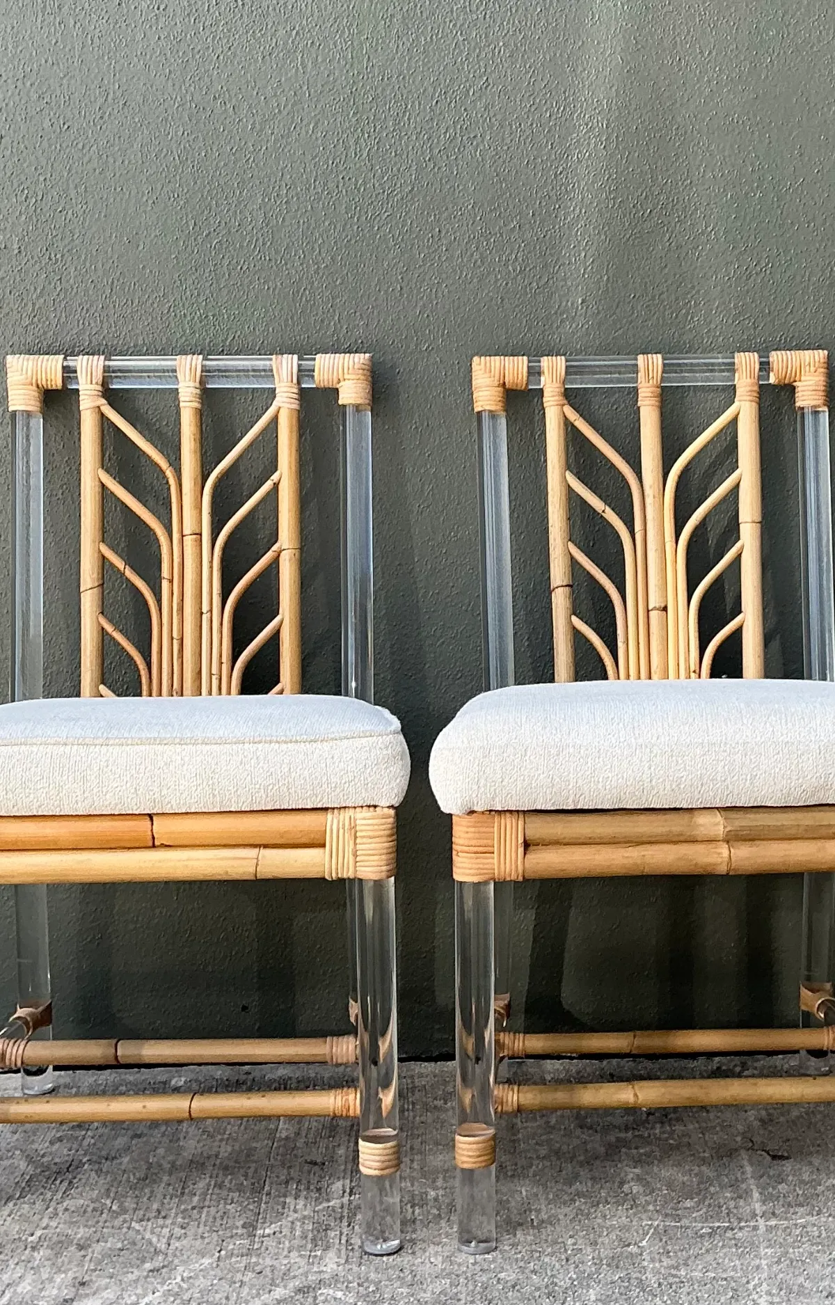 Selamat Rattan and Lucite Side Chairs - Pair