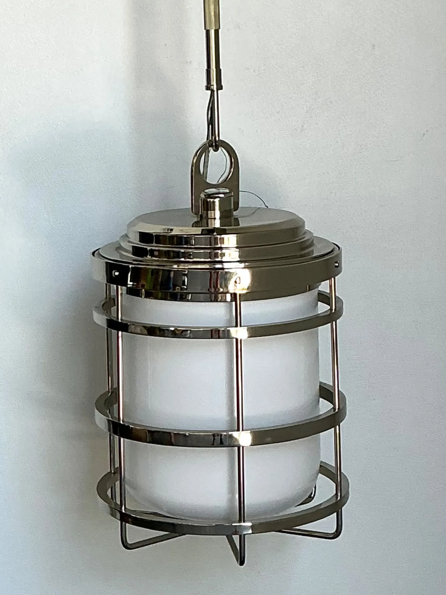 Vintage Ralph Lauren XL “Crosby” Polished Nickle And Glass Pendant — additional photo 5