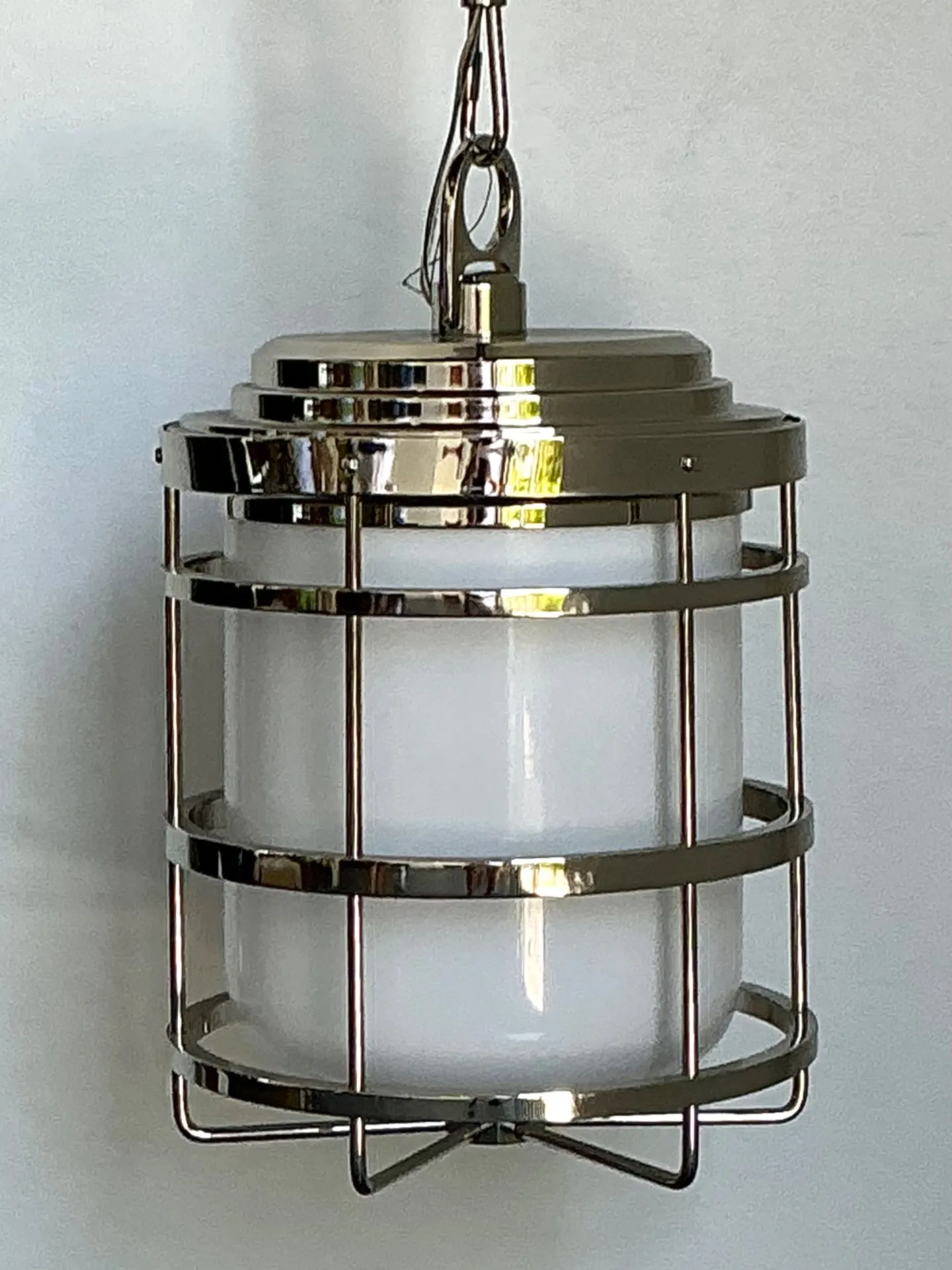 Vintage Ralph Lauren XL “Crosby” Polished Nickle And Glass Pendant — additional photo 3