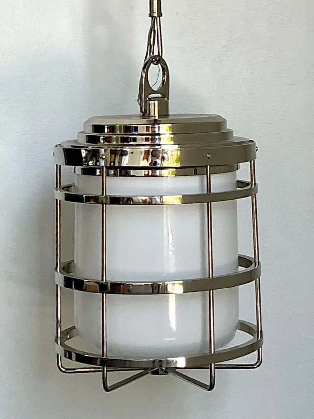 Vintage Ralph Lauren XL “Crosby” Polished Nickle And Glass Pendant — additional photo 4