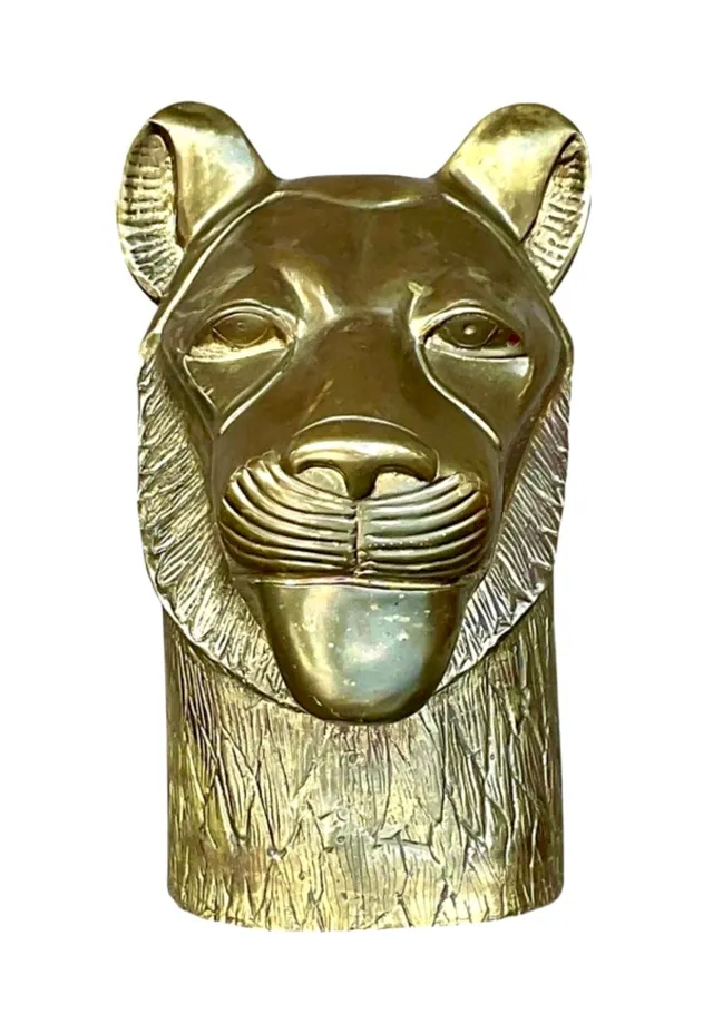 Vintage Brass Tiger Head Sculpture — additional photo 6