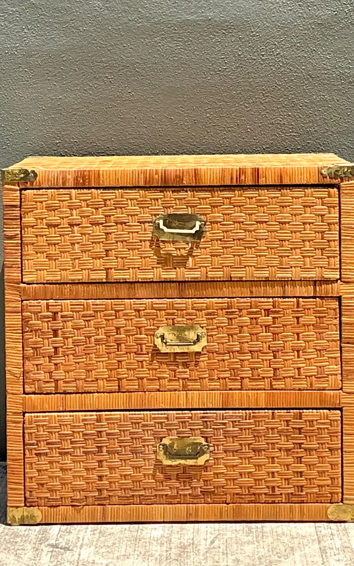 Vintage Woven Rattan Three-Drawer Chest — additional photo 6