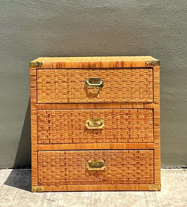 Vintage Woven Rattan Three-Drawer Chest — additional photo 6