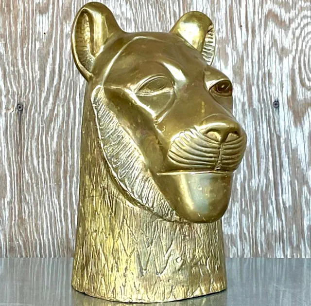 Vintage Brass Tiger Head Sculpture — additional photo 4