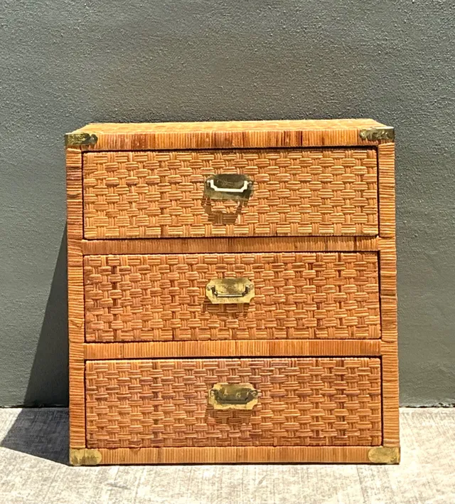 Vintage Woven Rattan Three-Drawer Chest — additional photo 8