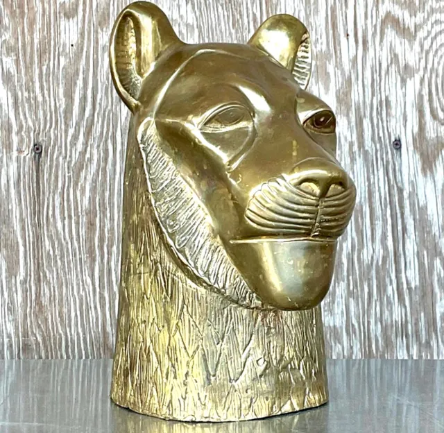 Vintage Brass Tiger Head Sculpture — additional photo 5