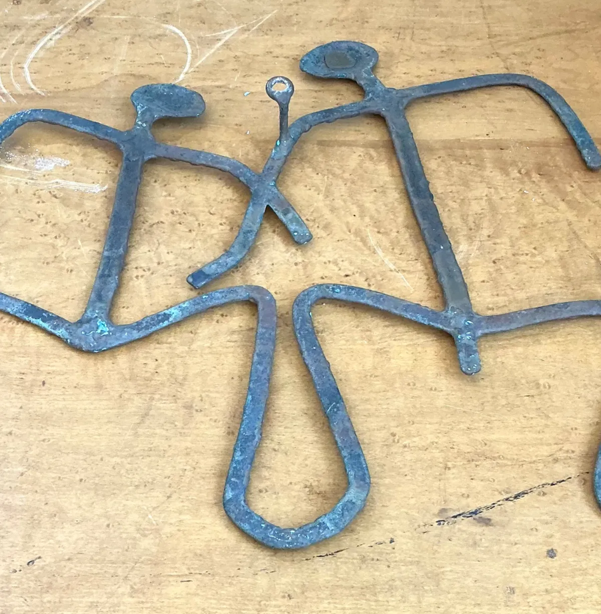 Vintage Patinated Metal Figure Sculptures