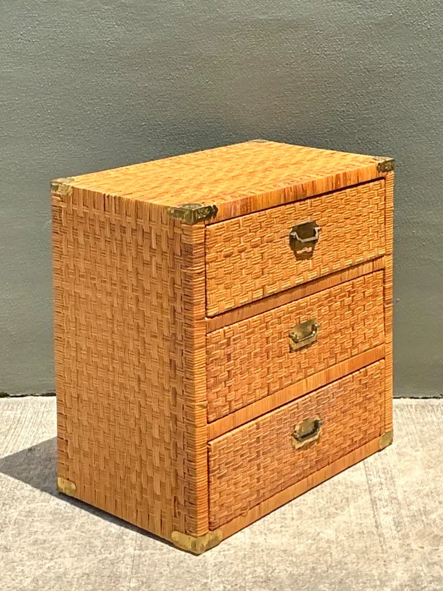 Vintage Woven Rattan Three-Drawer Chest — additional photo 2