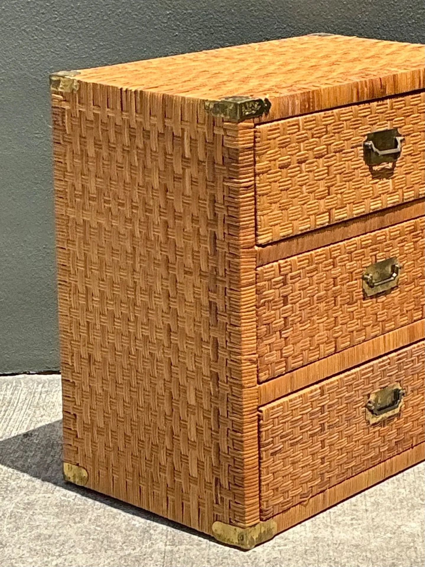 Vintage Woven Rattan Three-Drawer Chest — additional photo 4