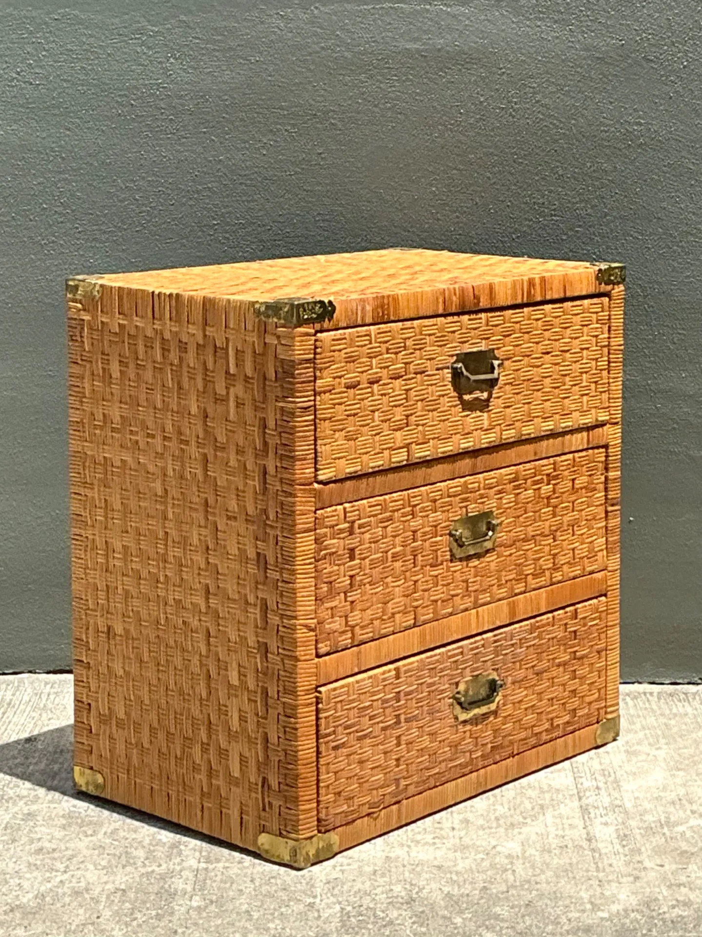 Vintage Woven Rattan Three-Drawer Chest — additional photo 5