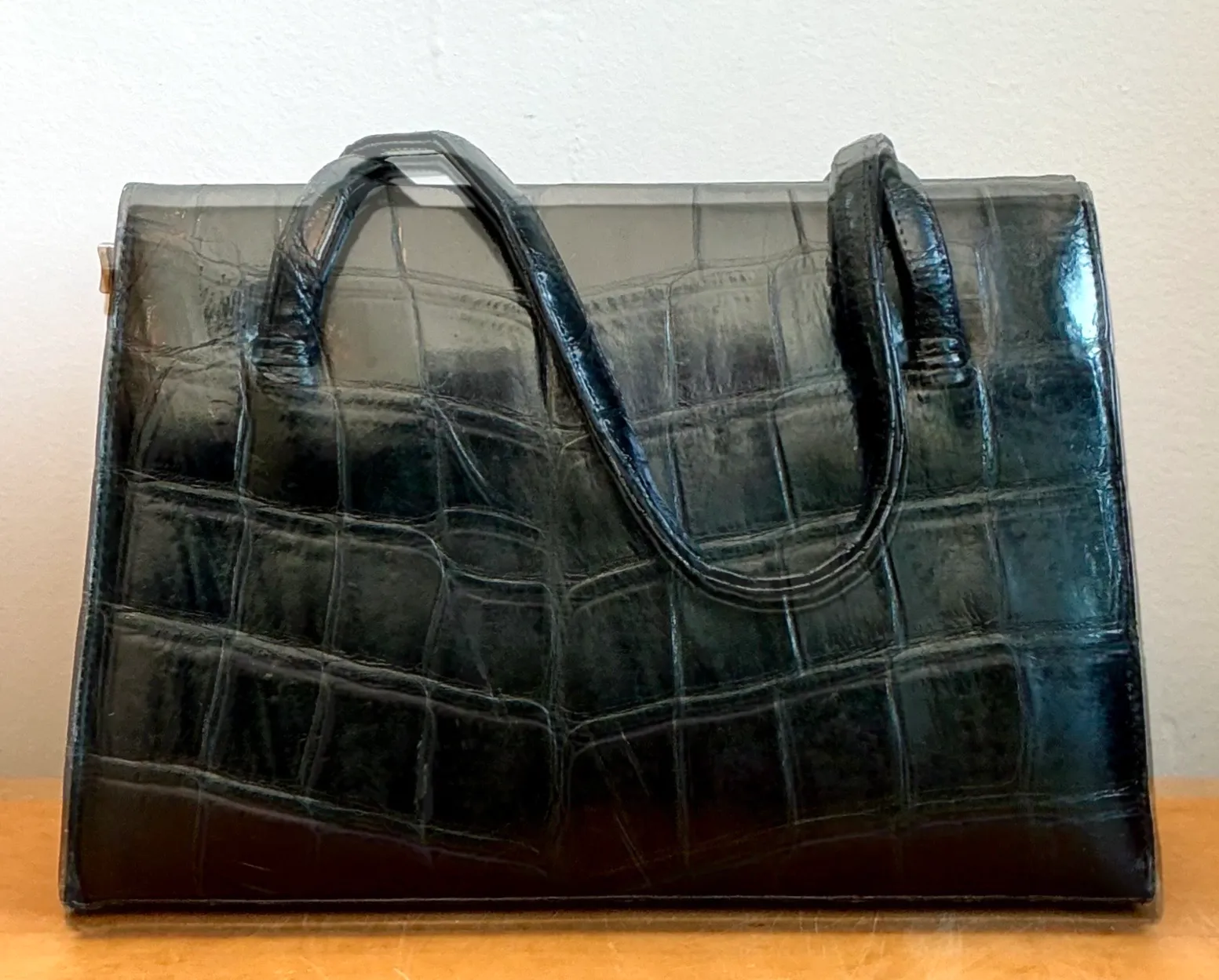 Vintage Crocodile Handbag with Metal Frame — additional photo 7