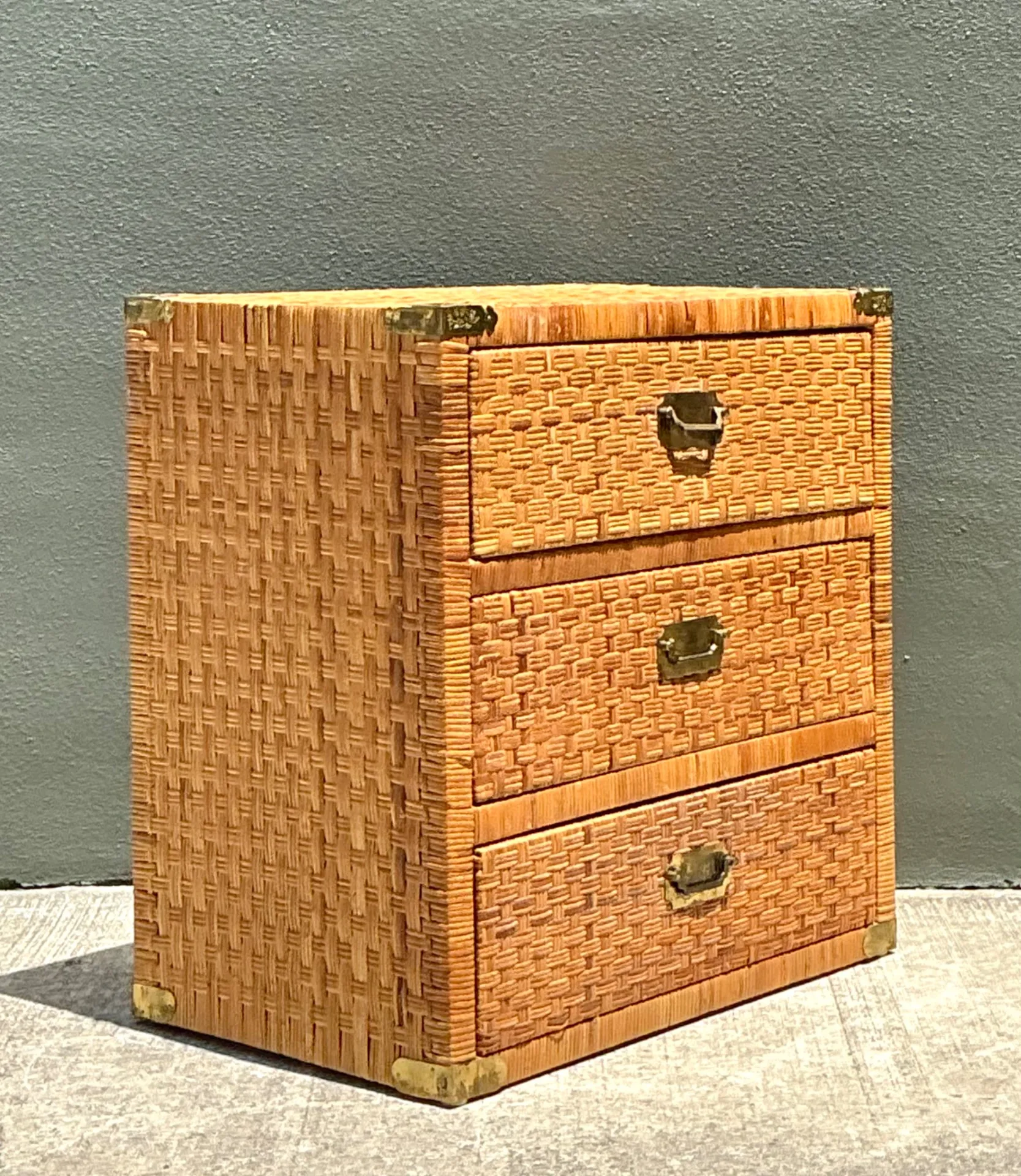 Vintage Woven Rattan Three-Drawer Chest — additional photo 7
