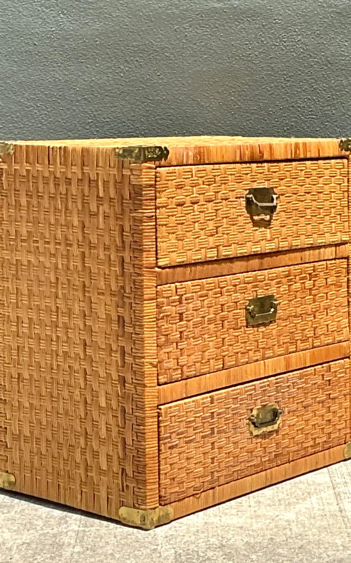 Vintage Woven Rattan Three-Drawer Chest — additional photo 7
